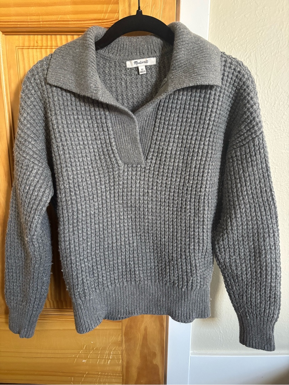 Madewell Gray Collared Knit Pullover